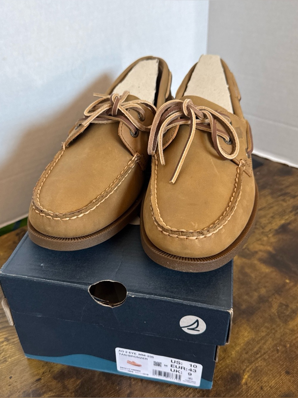 Sperry Men's Authentic Original 2 Eye Boat Shoe Tan Bronzer Size 10 New